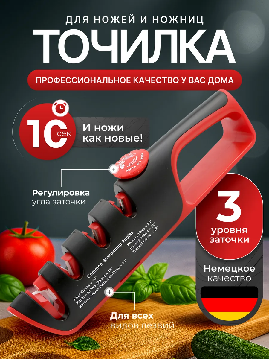 Точилка для ножей и ножниц с регулировкой угла заточки