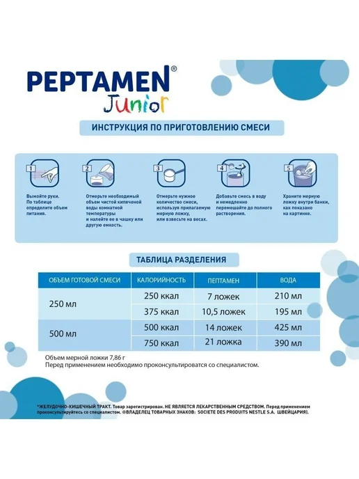 Nestle HealthScience Молочная смесь Peptamen Junior Пептамен с 1 до 10 лет. 400 г, 400 г, фото 6
