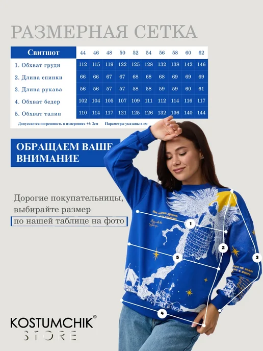 Kostumchik Store Свитшот с принтом Сон в летнюю ночь, синий, фото 4