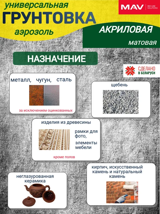 MAV Грунтовка-аэрозоль универсальная Dr. Farber, серая, черный, фото 2