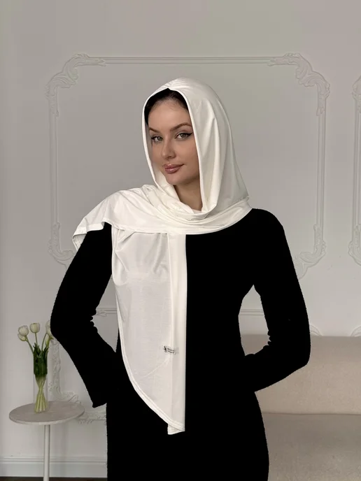 NELLI_STYLE Хиджаб платок мусульманский шейла шарф, белый, фото 2