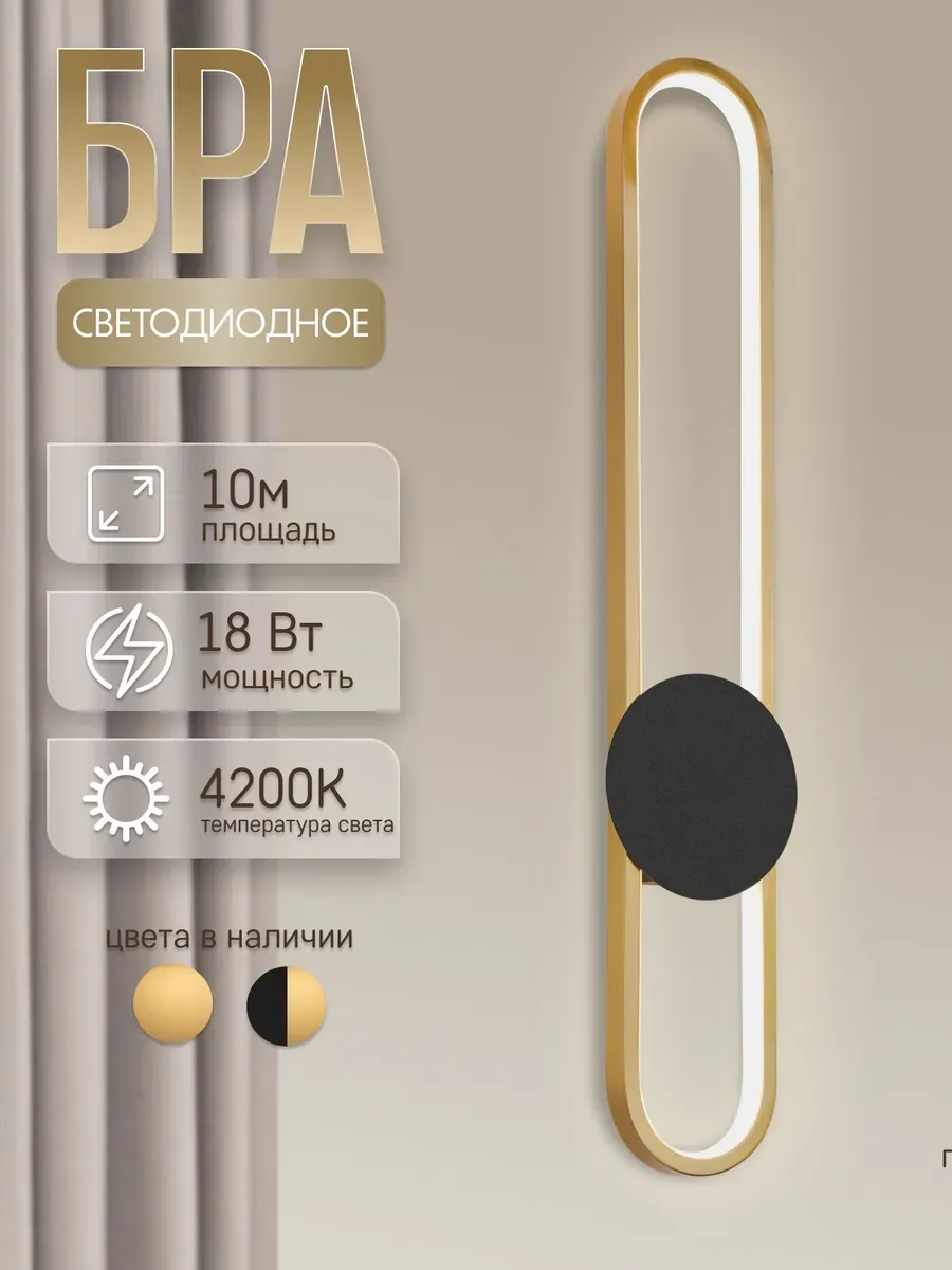 Бра светодиодное 5102/1W-600 AB+BK