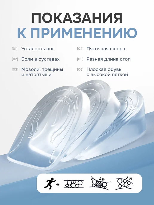wellness+ Силиконовые подпяточники ортопедические для роста, 2шт, 2 шт, фото 3