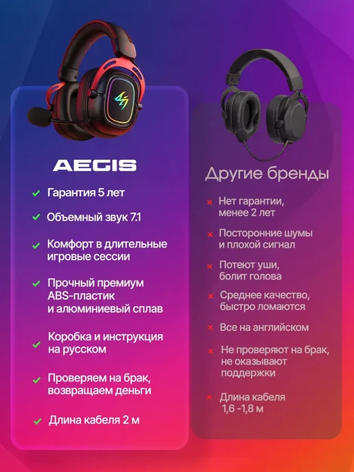 AEGIS Наушники игровые с микрофоном, черный, фото 2