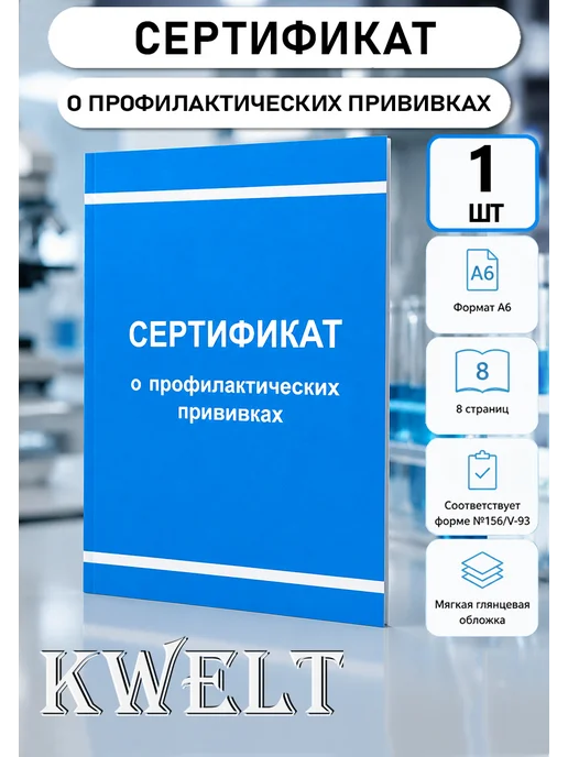 Kwelt Сертификат прививок форма 156 у для взрослых и детей, голубой