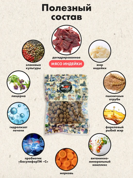 Сухой корм GRIZGO Лакомство Кнельки для собак, индейка, 0,1 кг, фото 2