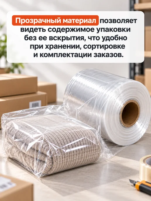 Маркет Пак ПВД рукав упаковочный прозрачный16 см, белый, фото 6