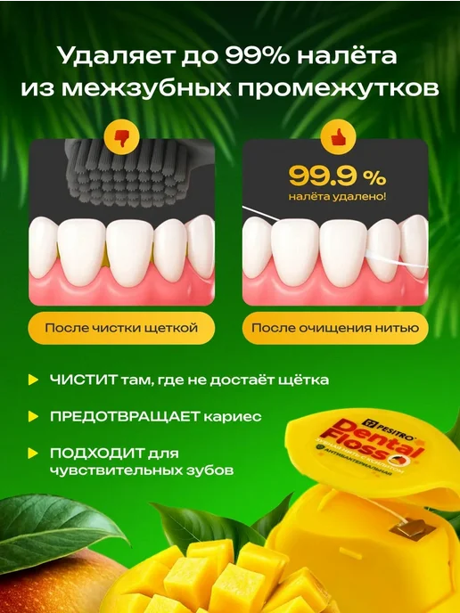 Pesitro Зубная нить расширяющаяся манго, вариант, фото 4