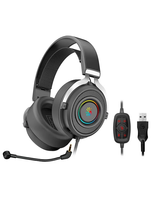 A4TECH Наушники G535 (BLACK+SILVER) USB, черный, фото 5