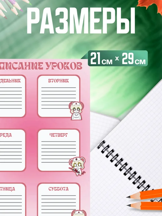 1-я Наклейка Расписание уроков Terrible Mouse Лорна, белый, фото 2
