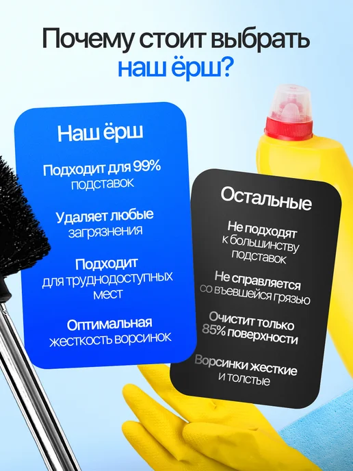 A-brand Ершик для унитаза сменный для туалета, черный, фото 6