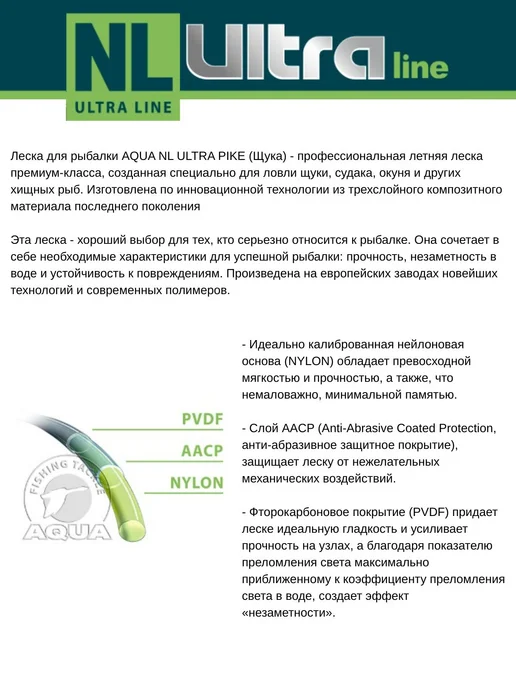Aqua Леска рыболовная 150 метров 0.22 мм 1 штука, 150 м, фото 2