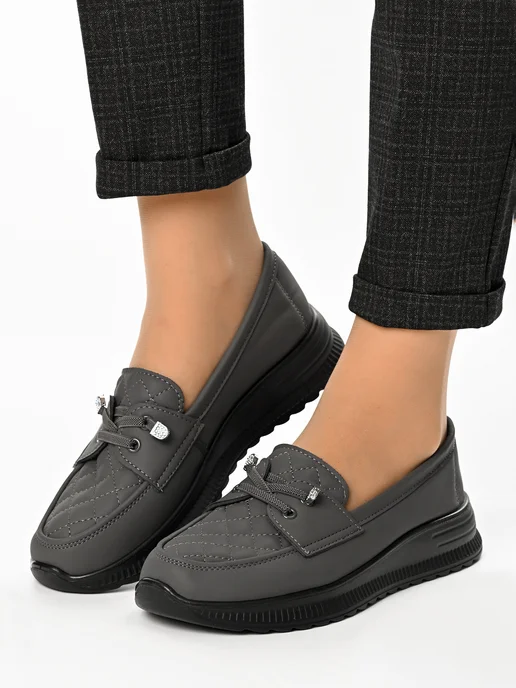 Hit Shoes мокасины женские, серый, фото 2