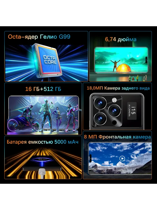 Смартфон Pro Max I15 Pro Max 16/512 ГБ, синий, фото 3