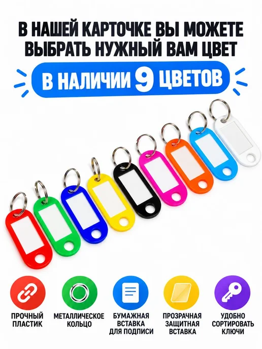 Селект Нео Бирки для ключей с кольцом синие 25 шт, 25 шт, фото 3