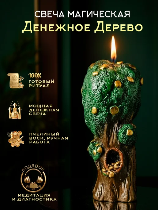 Магические свечи Магическая свеча Денежное дерево, зеленый