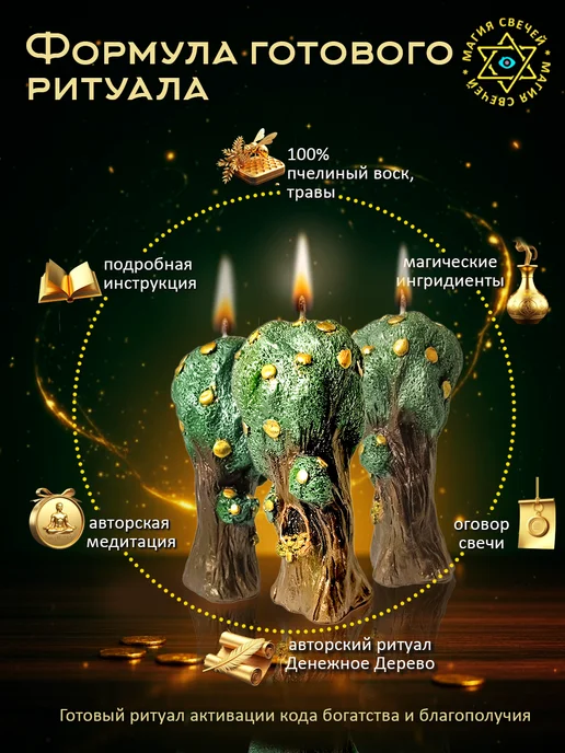 Магические свечи Магическая свеча Денежное дерево, зеленый, фото 4