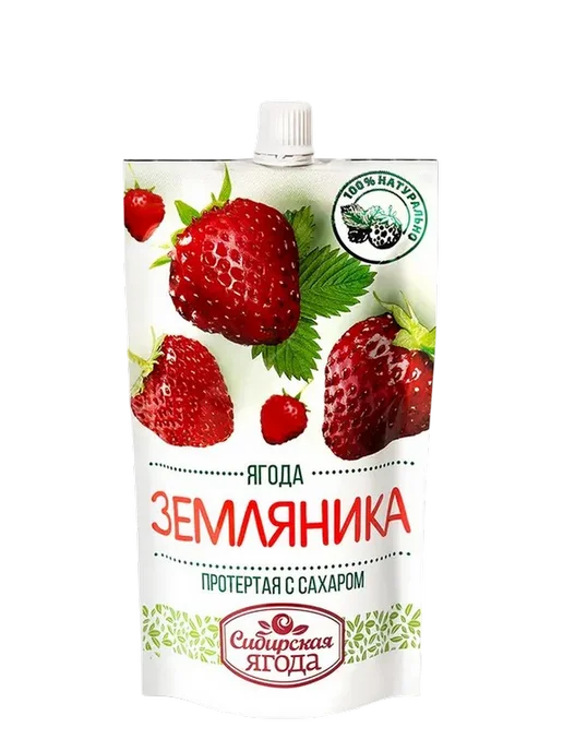 Сибирская ягода Брусника + Земляника протертая с сахаром, 4 уп х 280 г, 280 г, фото 3