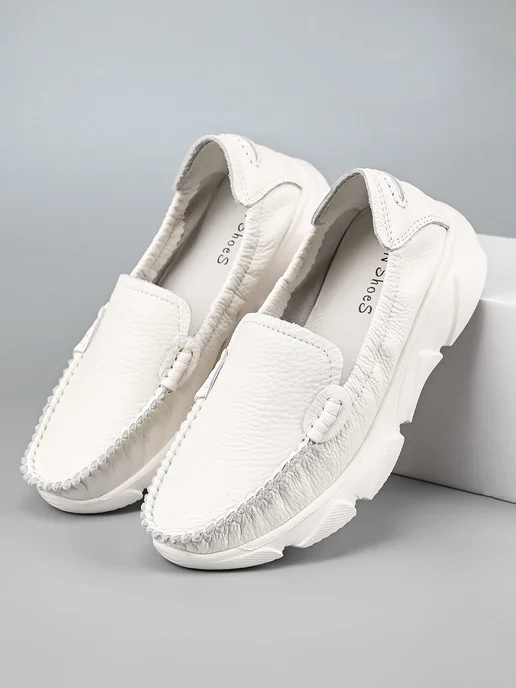 NN_ShoeS Мокасины женские летние подростковые, белый