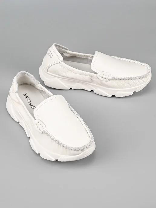 NN_ShoeS Мокасины женские летние подростковые, белый, фото 3