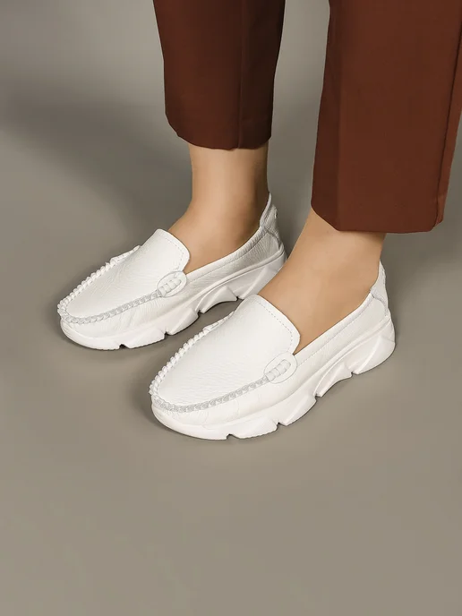 NN_ShoeS Мокасины женские летние подростковые, белый, фото 7