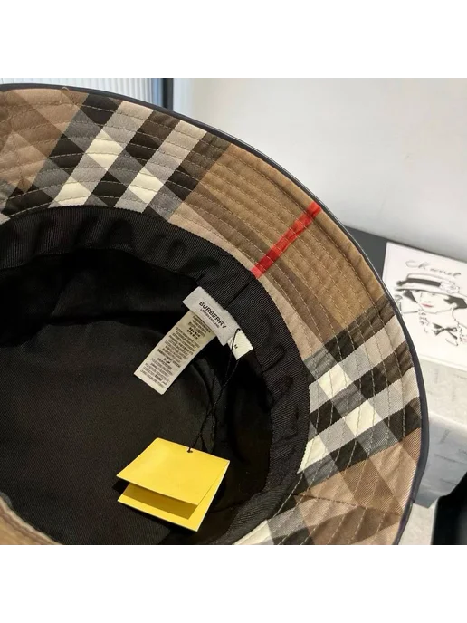Панама летняя в стиле Burberry, коричневый, фото 3