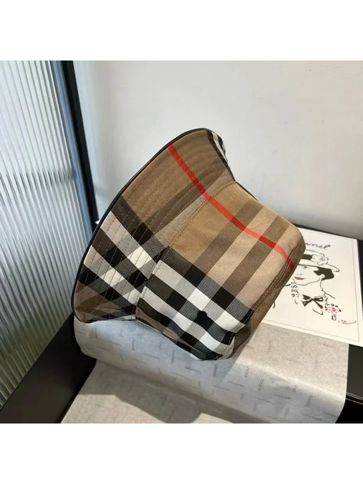 Панама летняя в стиле Burberry, коричневый, фото 5
