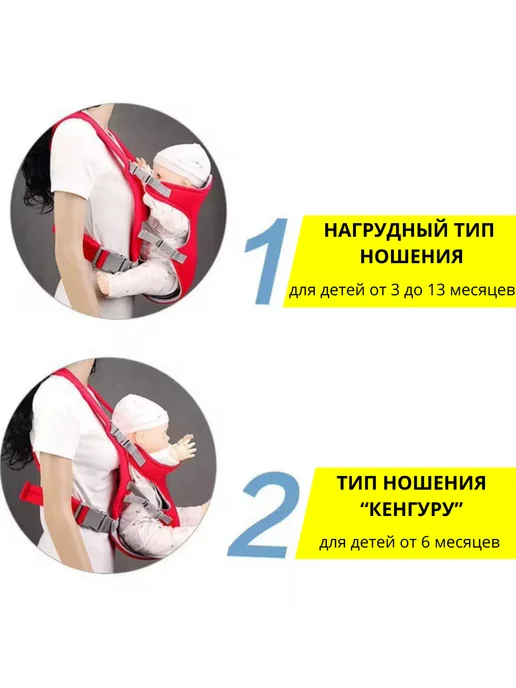 Кенгуру для новорожденных Эргорюкзак, красный, фото 4