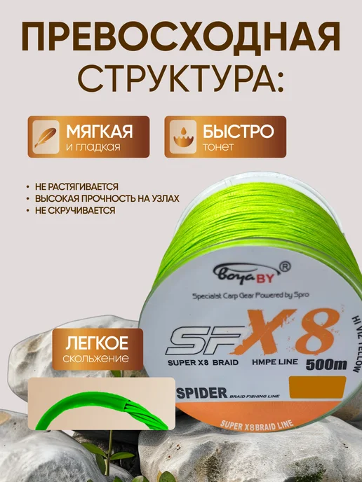 REfish Плетеная леска рыболовная 0.10 мм, 500 м, 500 м, фото 3