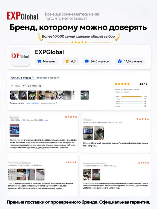 EXPGlobal Уличная камера видеонаблюдения IP Камера POE 5Мп 2шт, 2 шт, фото 2