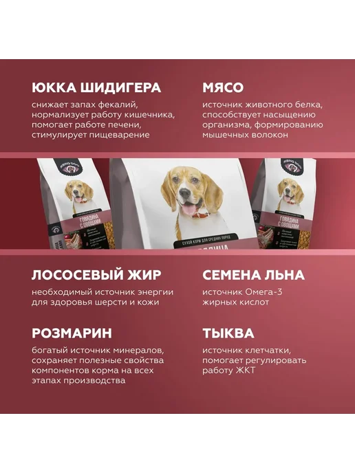 Сухой корм Rising dog для собак, средние, говядина, 15 кг, фото 3