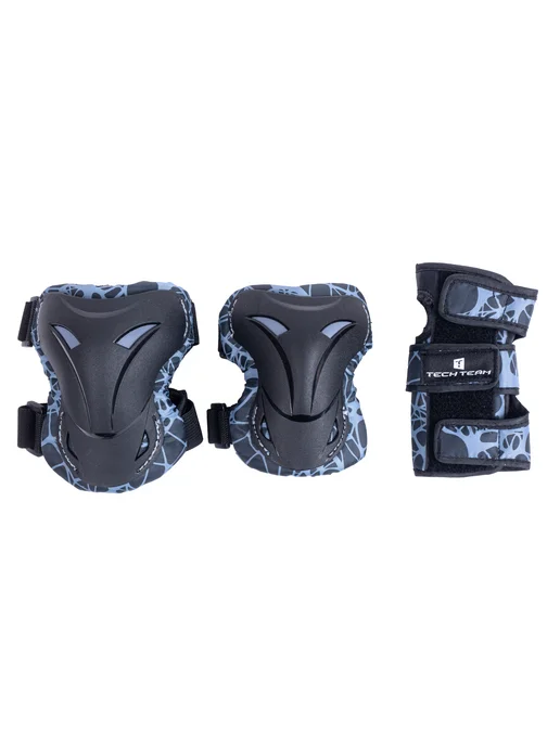 TECH TEAM Комплект защиты Safe fit teens 3.0 black grey, черный