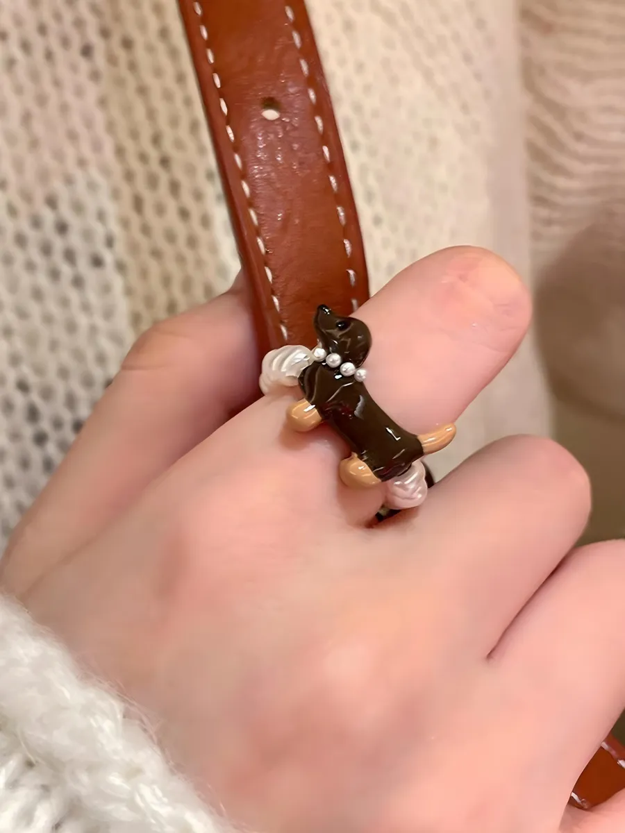 Милое кольцо из бусин Dachshund в корейском стиле