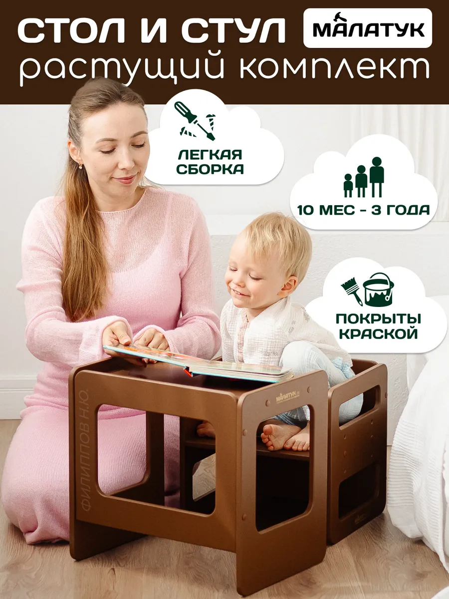 Детский стол и стул растущий от года для малышей