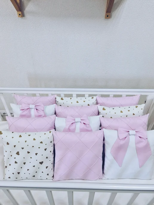 BABYTEX5 Бортики в кроватку для новорожденных лиловые, белый, фото 5