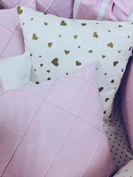 BABYTEX5 Бортики в кроватку для новорожденных лиловые, белый, фото 8