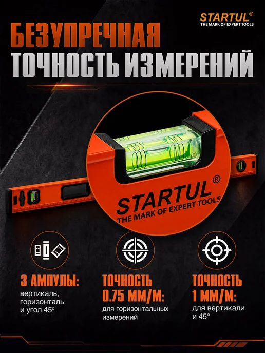 startul Уровень пузырьковый магнитный 1500 мм Standart ST2530-150M, вариант, фото 2