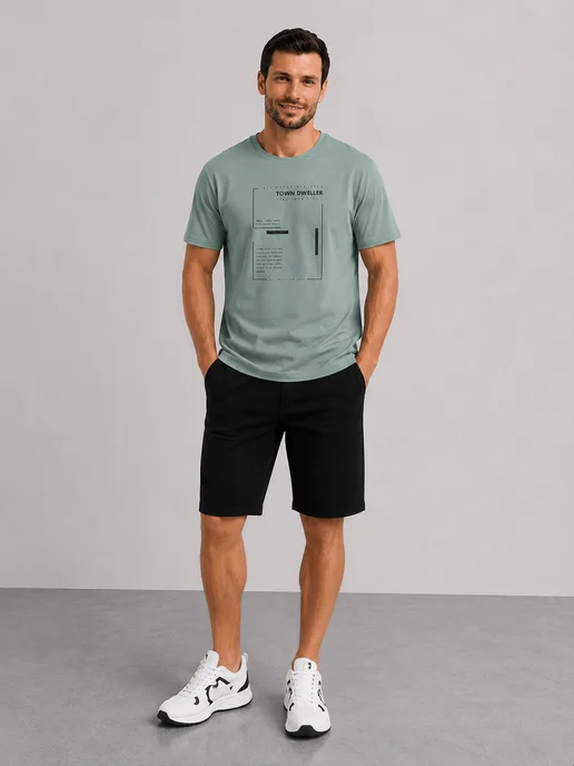 CLEVER WEAR Футболка с принтом хлопок большие размеры, зеленый, фото 4