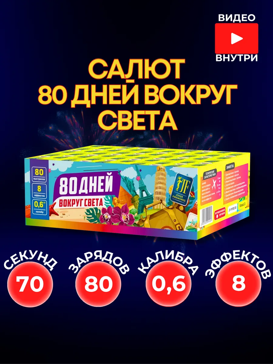 Уличный Салют "80 дней вокруг света" 80 залпов 0,6 калибра