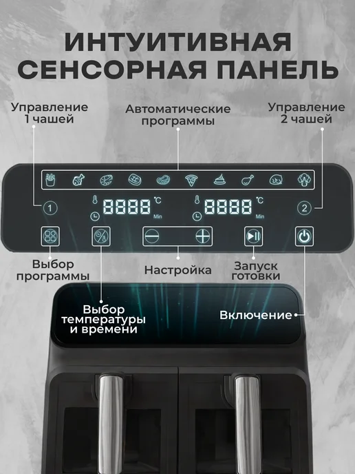 LUBRAN Аэрогриль с двумя чашами 9л, 9 л, фото 7