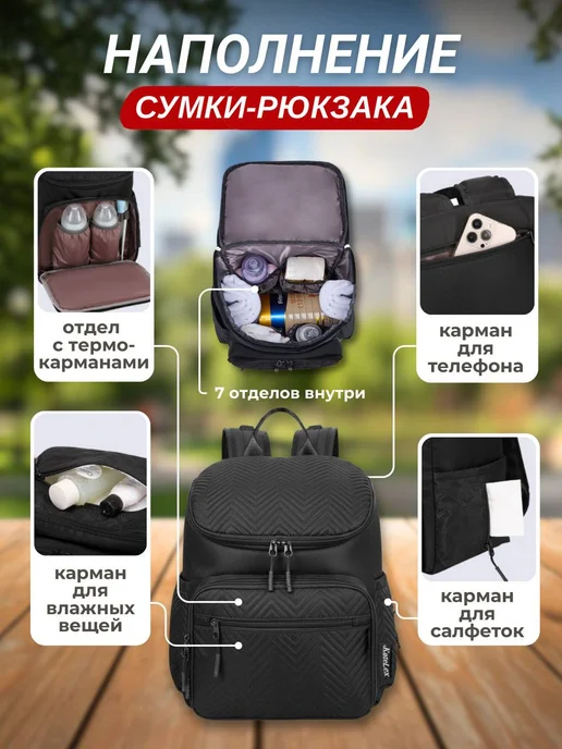 KateLex Рюкзак для мамы на коляску, черный, фото 4