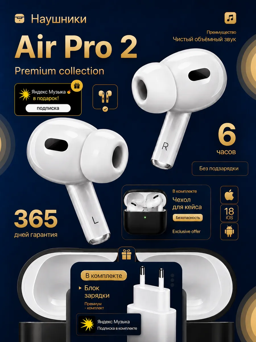 Наушники беспроводные с микрофоном PRO 2