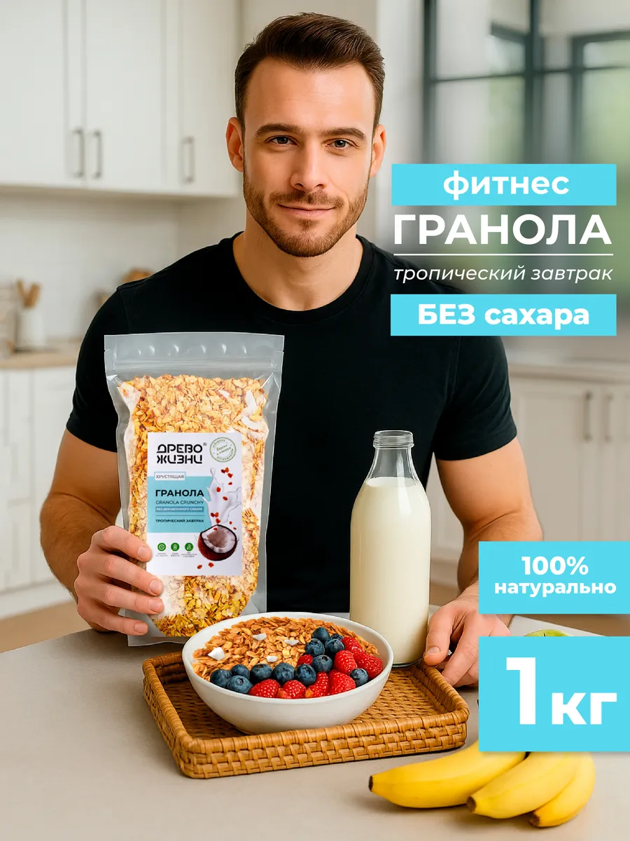 Гранола без сахара с кокосом тропический завтрак 1 кг