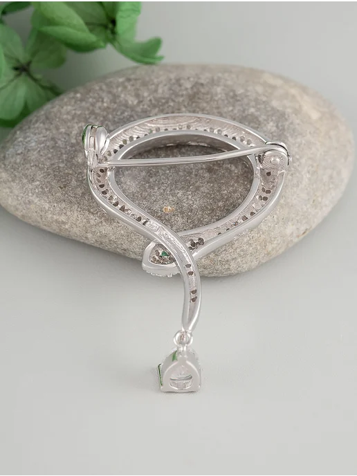 Milana silver Брошь серебро с фианитом, серебристый, фото 2