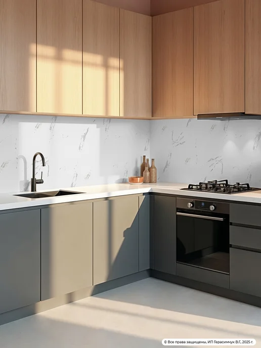 AMODECOR Фартук для кухни настенный самоклеящийся 30х30см ПВХ 40шт, 40 шт, фото 2