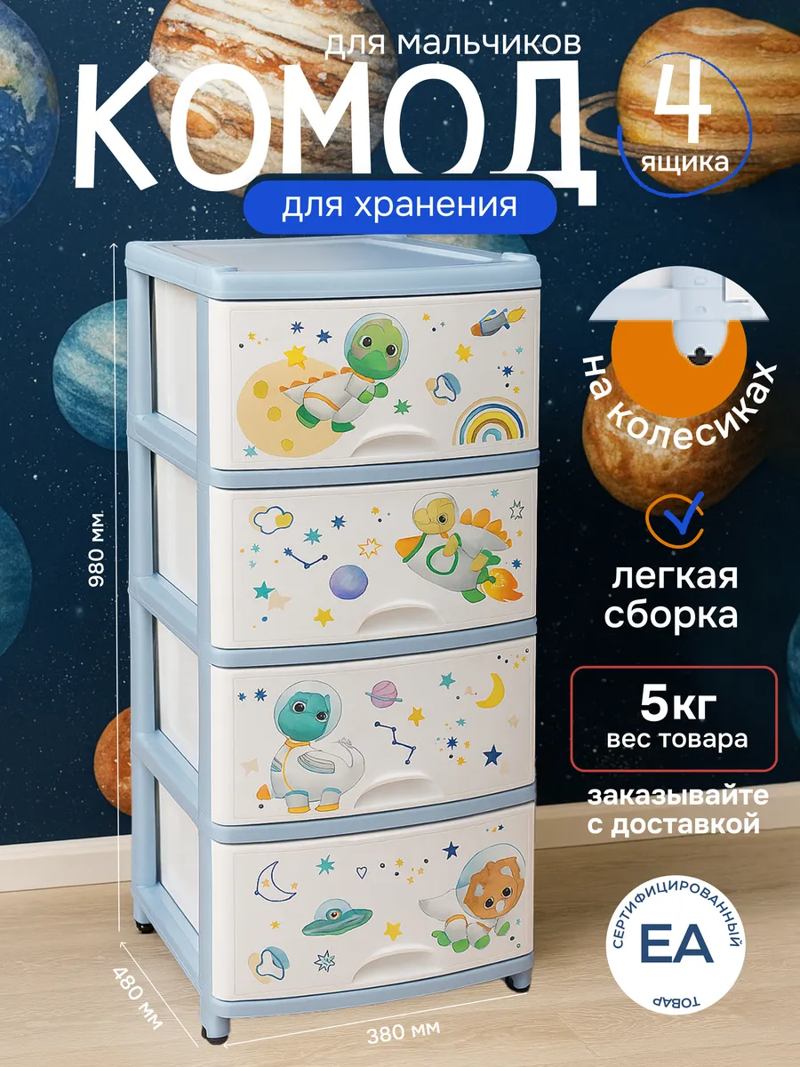 Комод пластиковый с ящиками детский для игрушек и одежды