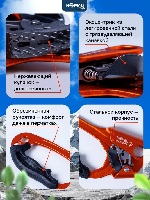 Nomad Way Жумар правый для альпинизма и скалолазания, черный, фото 3
