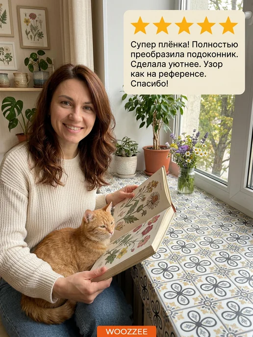 Woozzee Декоративная самоклеящаяся наклейка на подоконник и окно, белый, фото 5