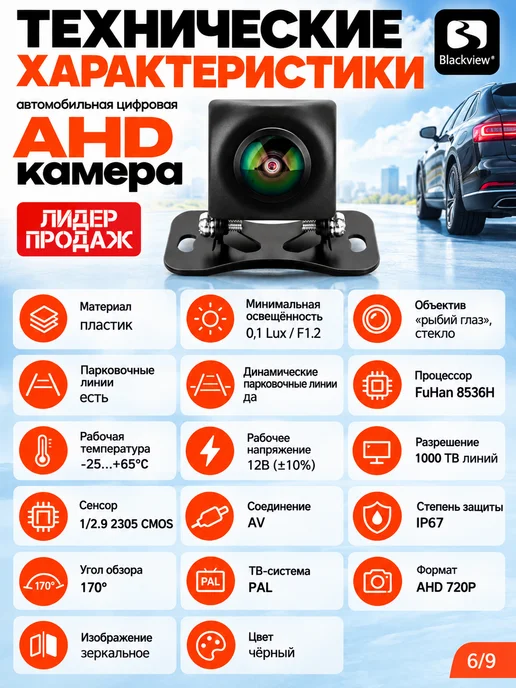Blackview Камера заднего вида с динамическими линиями для магнитол, вариант, фото 7
