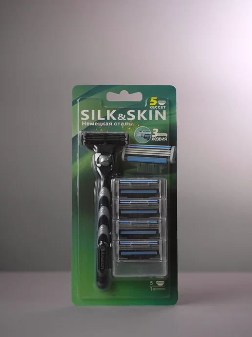 Silk&Skin Бритва Станок для бритья с кассетами мужской аналог мак3, черный, фото 7